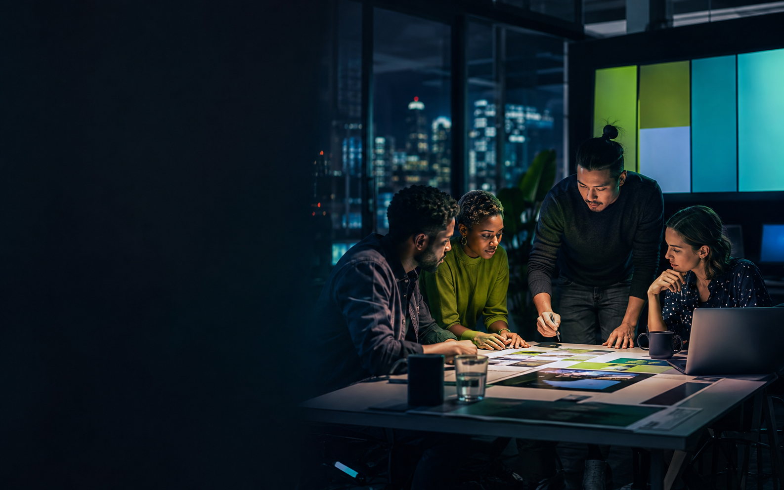 A creative team shaping a campaign together in a studio
